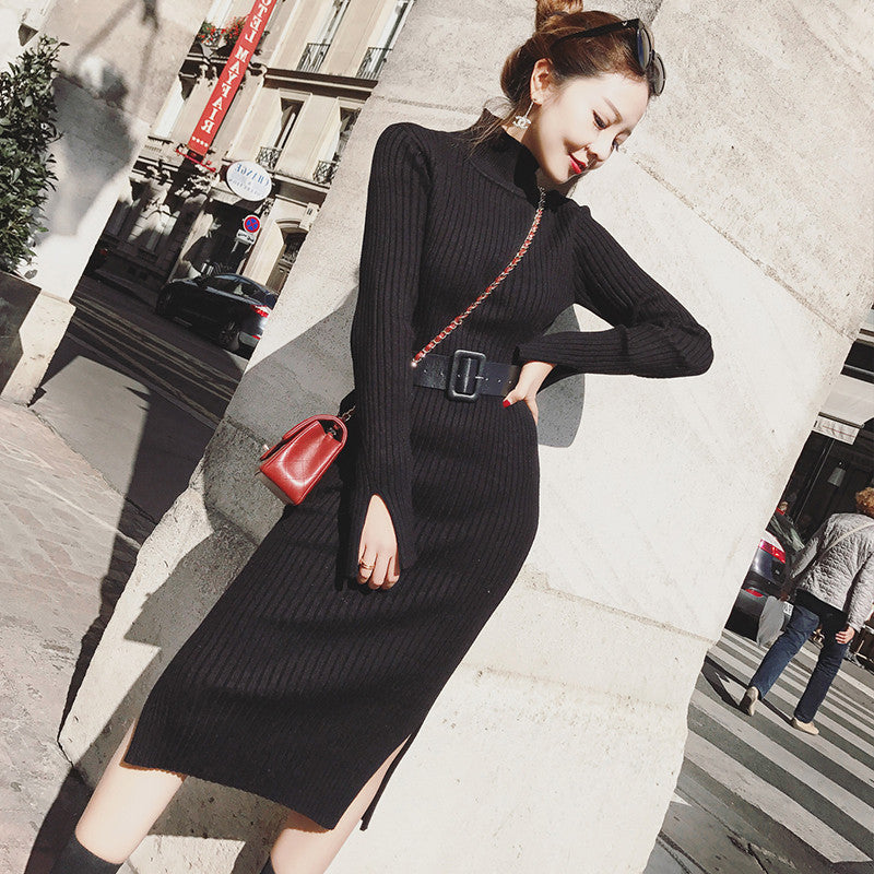 Aethel™ | Mustard Ribbed Midi Dress