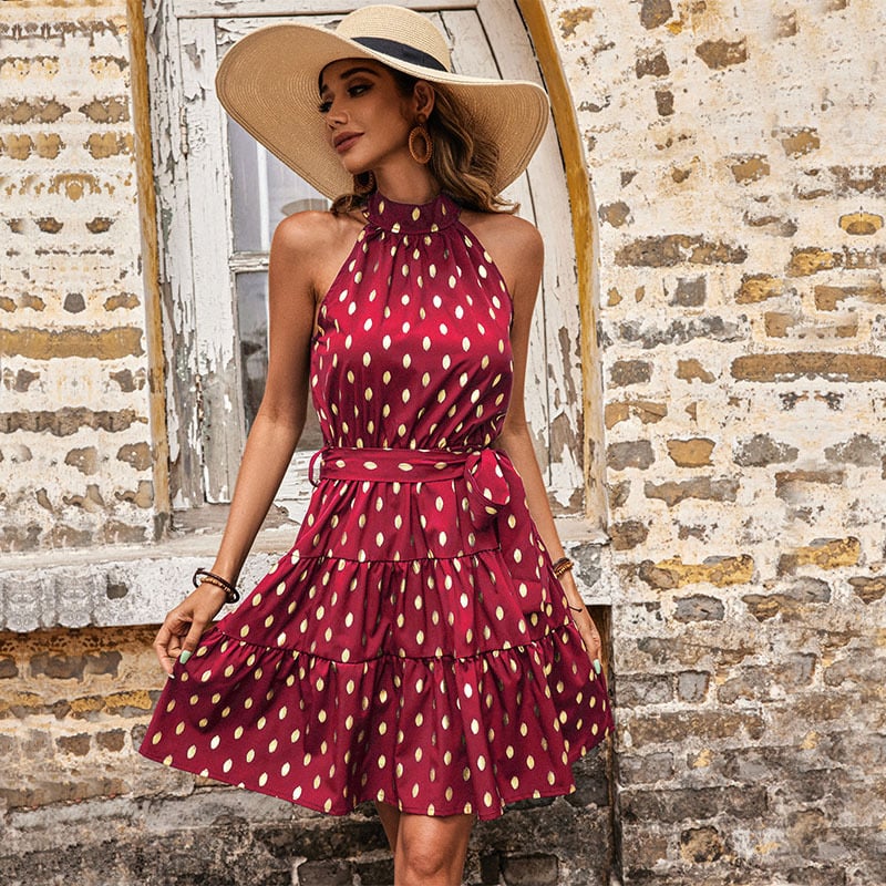 Esmeralda™ | Halter Dress with Polka Dot Print