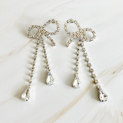 Victoria™| Crystal Bow Drop Earrings