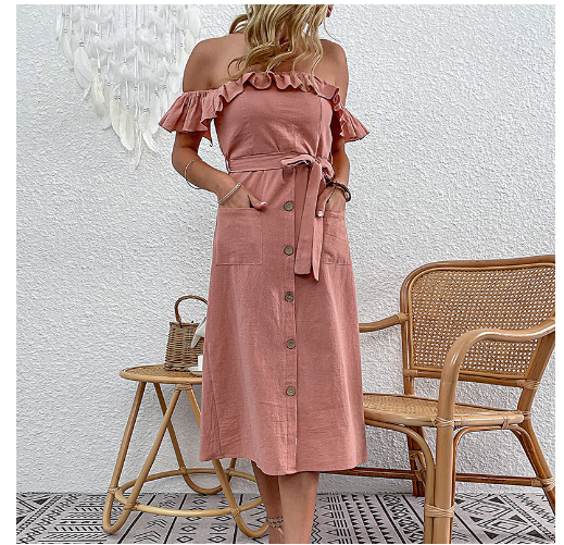 Alba™ | Off-Shoulder Linen-Look Dress