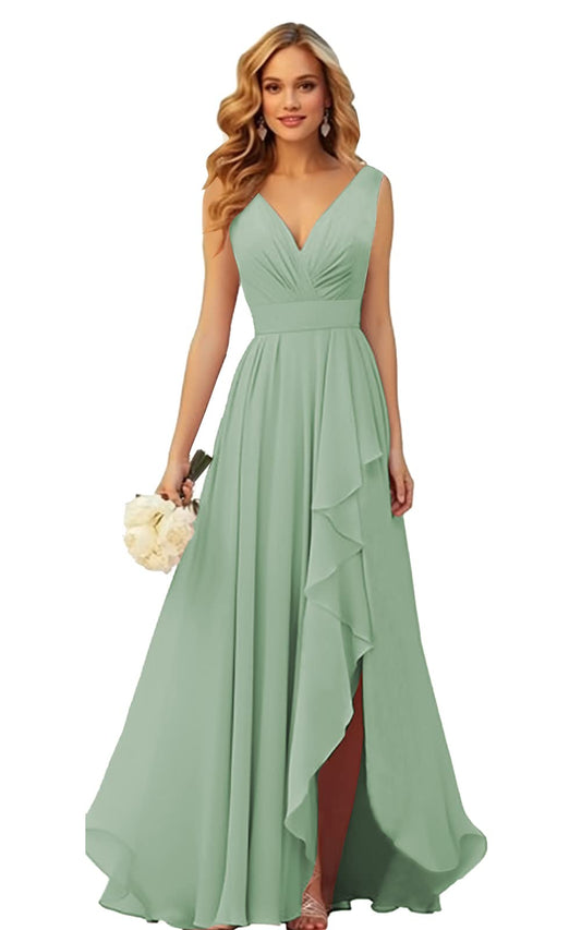 Olivia™ | Sage Green Chiffon Maxi Dress