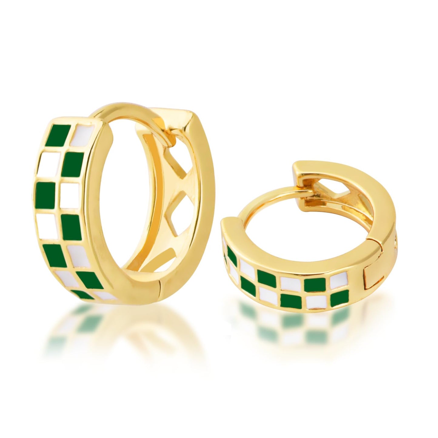 Esme™ | Elegant Emerald & White Huggie Rings