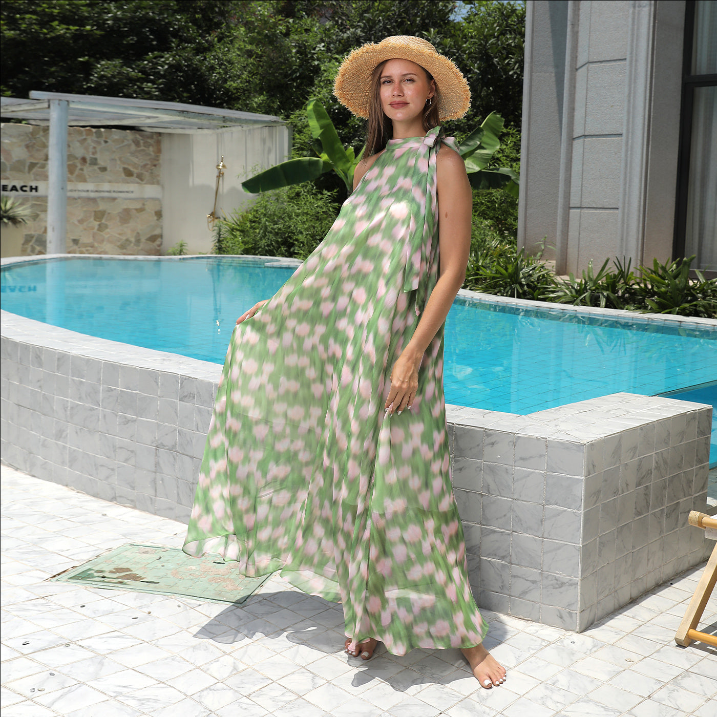 The Maldives™ | Green Floral Maxi Dress